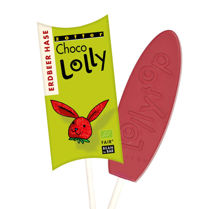 Zotter Choco Lolly "Erdbeer Hase" - Kaffeehimmel Bio-Manufaktur