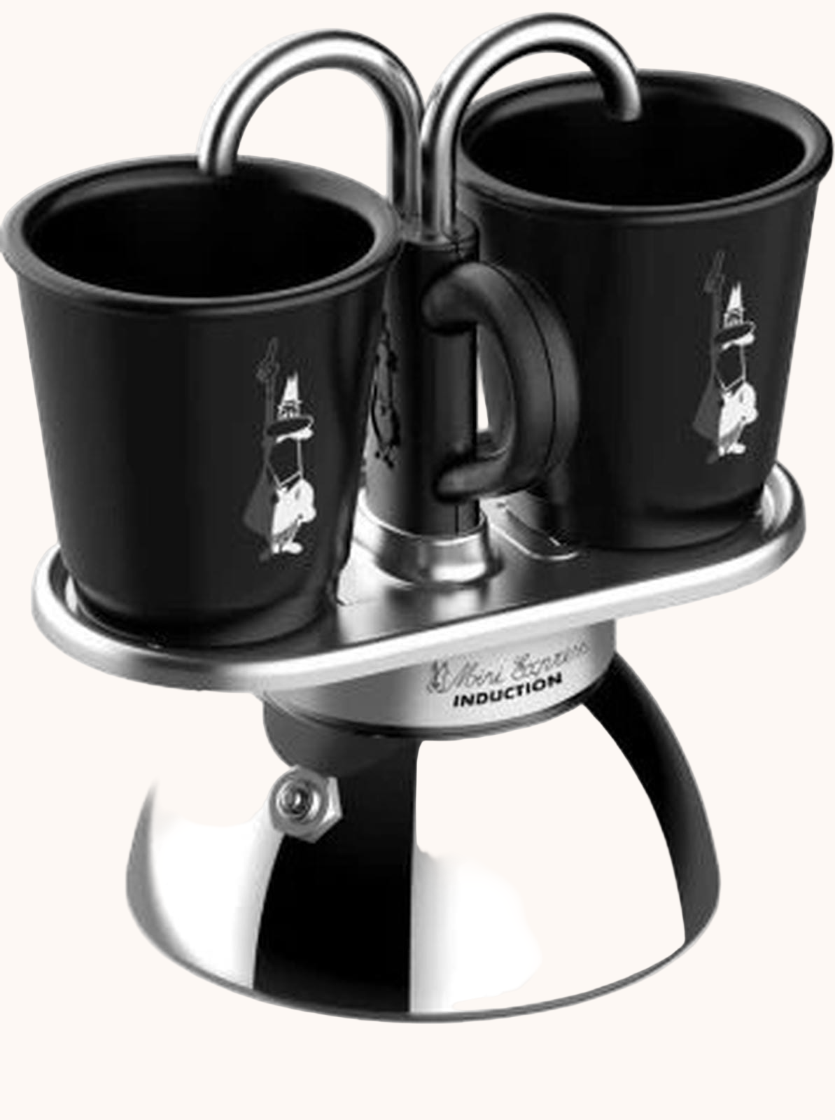 Bialetti Mini Express Induktion Set, Espressokocher + 2 Becher