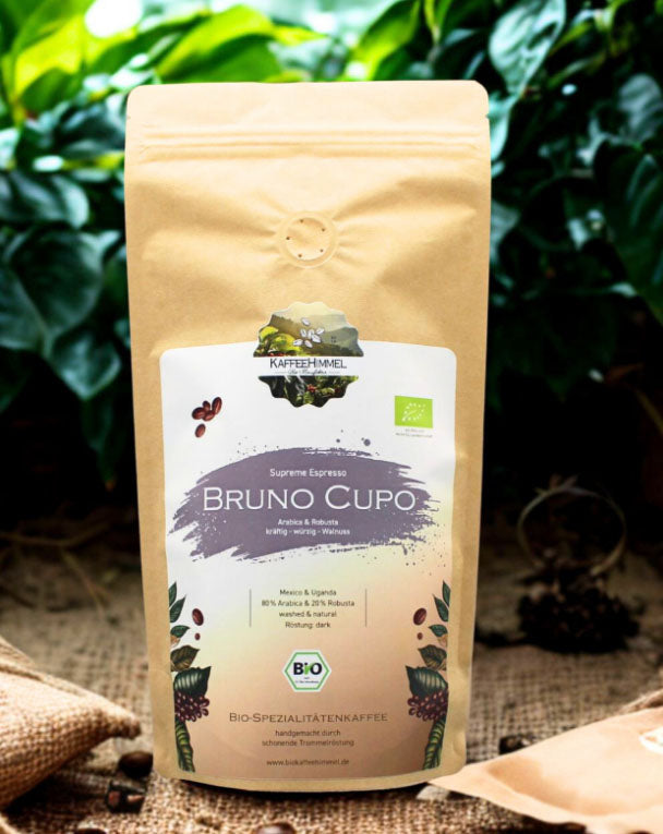 Bio Espresso Bruno Cupo – frisch geröstet in Kevelaer in der Kaffeehimmel Bio-Manufaktur
