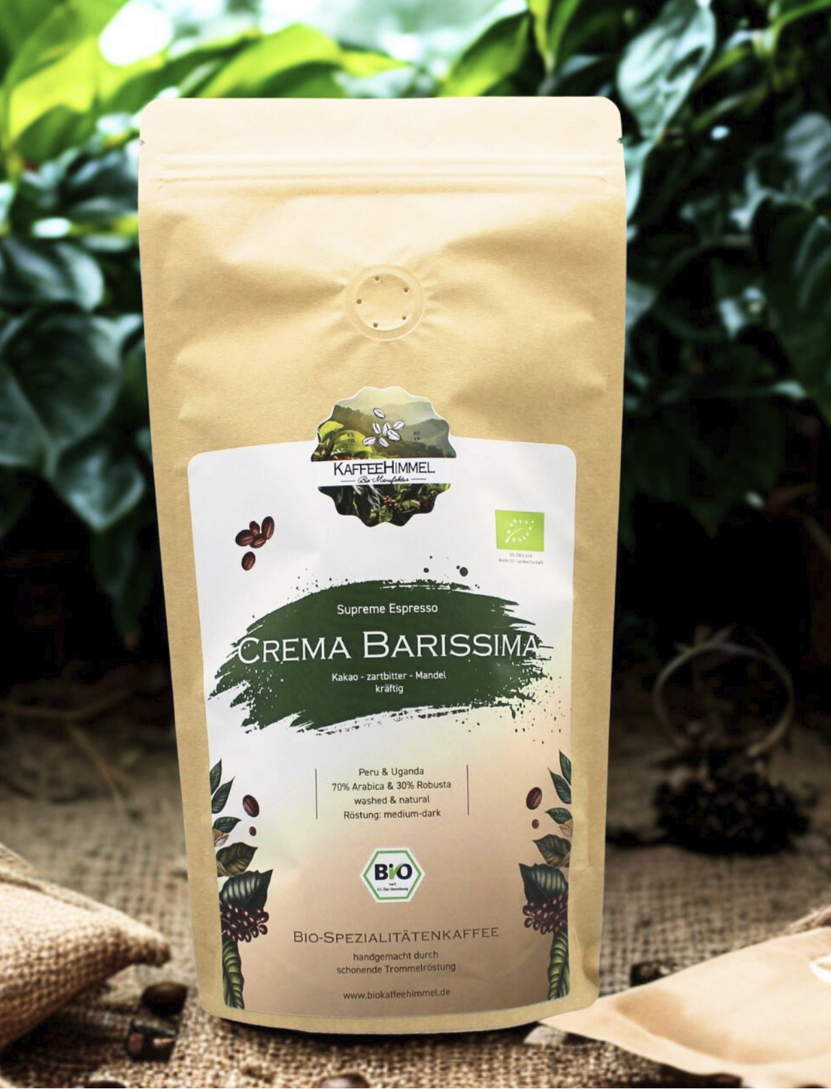 Crema Barissima Bio-Kaffee Bio-Kaffeeroesterei Espressobohne Siebtraeger Vollautomat