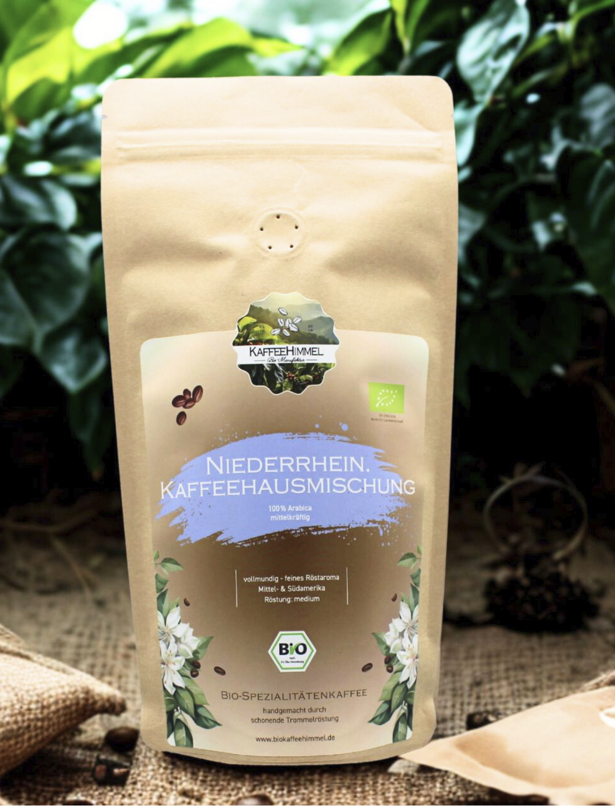 Niederrheinische Kaffeehausmischung Bio-Kaffee von Bio-Kaffeeroesterei Kaffeehimmel für Vollautomat und Filter